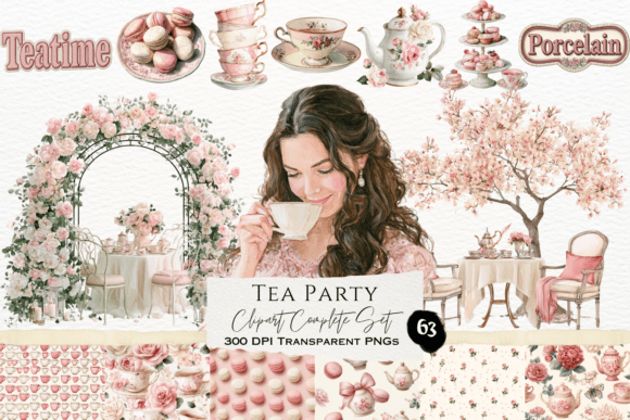 Download Tea Party Watercolor Clipart Set - Set Collection