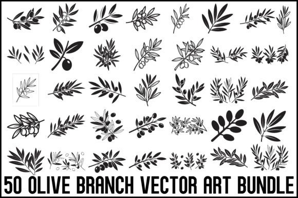 Download 50 Olive Branch Vector Art Bundle - Vector Collection