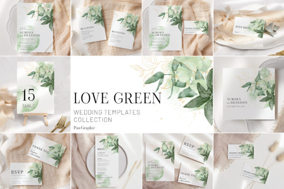 Download Greenery Gold Wedding Template Cards - Wedding template Collection